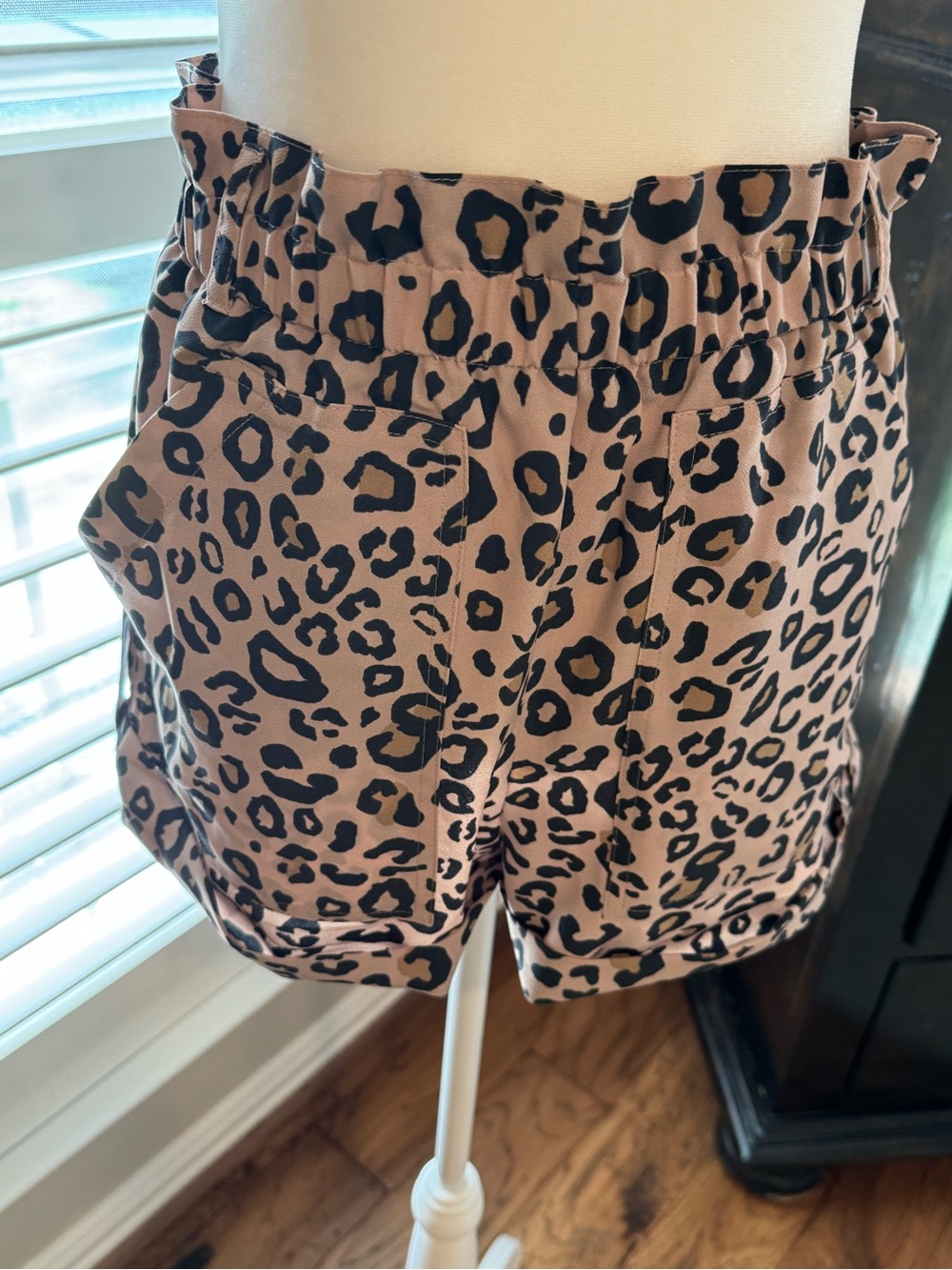 Sanctuary Leopard Print Elastic-Waist Shorts in Tan and Black
